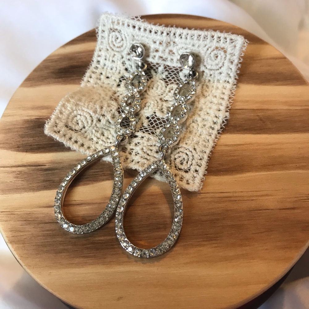 Silver diamond dangle earrings